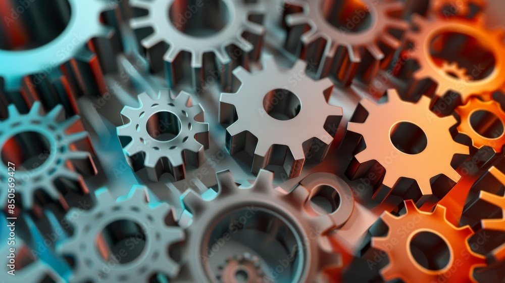 A minimalist graphic design of gears arranged in a geometric pattern, with subtle gradients adding depth A minimalist graphic design of gears arranged in a geometric pattern, with subtle gradients adding depth