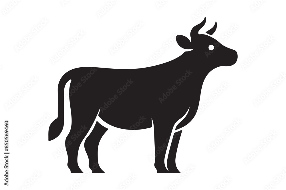 Fototapeta premium vector cow cartoon silhouette icon illustration isolated