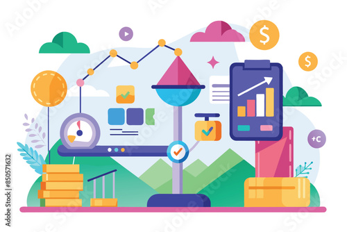 Illustration depicting business growth and revenue customization, Revenue Customizable Disproportionate Illustration
