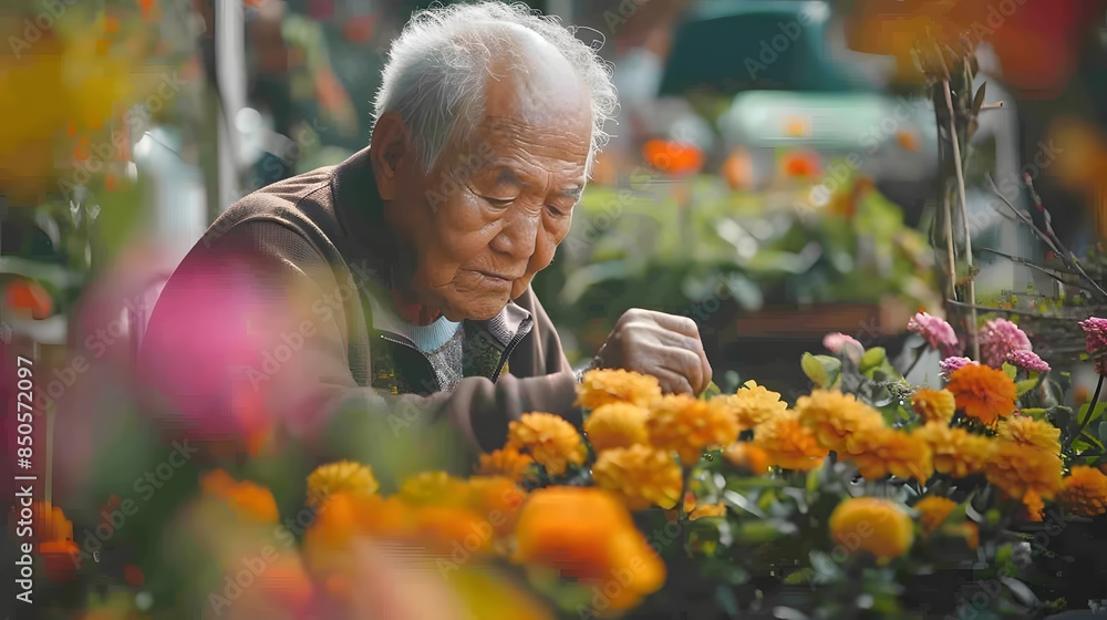 3. Showcase the fulfilling hobbies of retirees with an image of an elderly individual tending to their flourishing garden, surrounded by colorful blooms and lush greenery, embodying the sense of 3. Showcase the fulfilling hobbies of retirees with an image of an elderly individual tending to their flourishing garden, surrounded by colorful blooms and lush greenery, embodying the sense of
