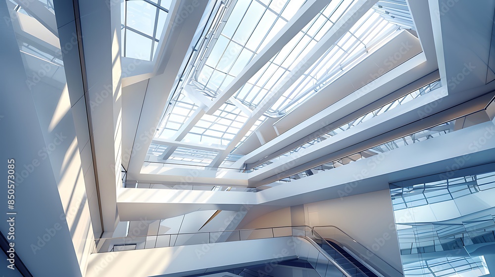 Building interior with strange angles and glass roof luxury style Building interior with strange angles and glass roof luxury style