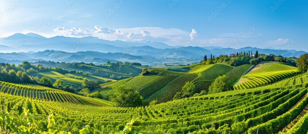 Fototapeta premium Panoramic view of vineyards