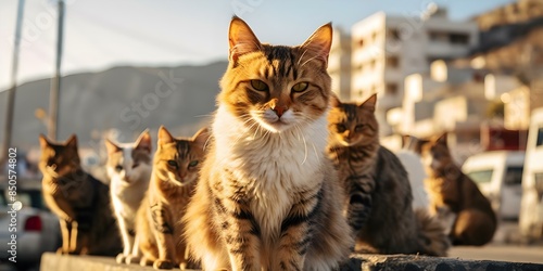 Van cats in Turkey commonly seen around observing their surroundings. Concept Van Cats, Turkey, Observing, Feline, Local Wildlife photo