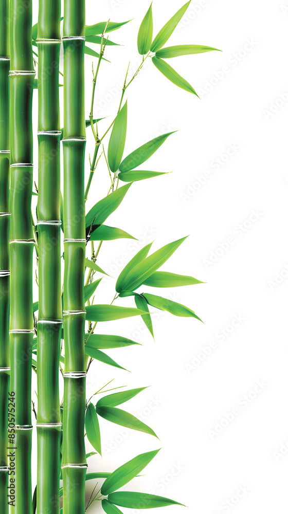 Naklejka premium green bamboo poles on white background
