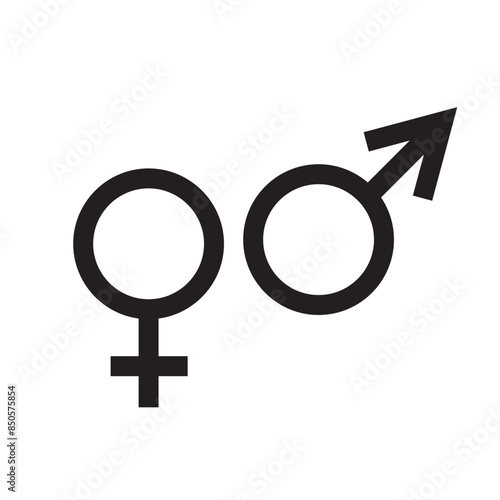 Gender symbols icon. Male and female signs. Black on white. Simple vector graphic.