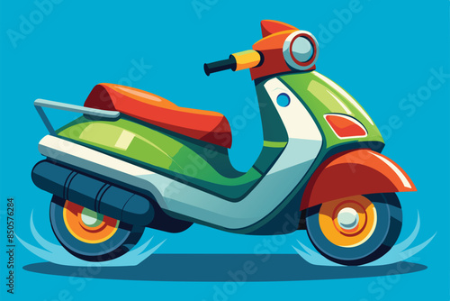 An illustration of a cartoon water scooter on a blue background, Water scooter Customizable Cartoon Illustration