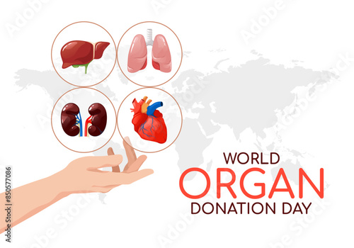 World Organ Donation Day template with hand showing internal organs