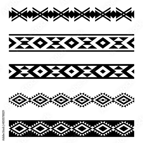 aztec border pattern. native American border decoration. Mayan border