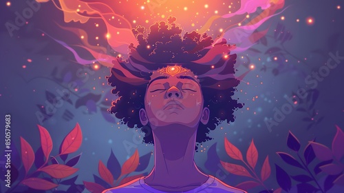 illustration of crown chakra of a person