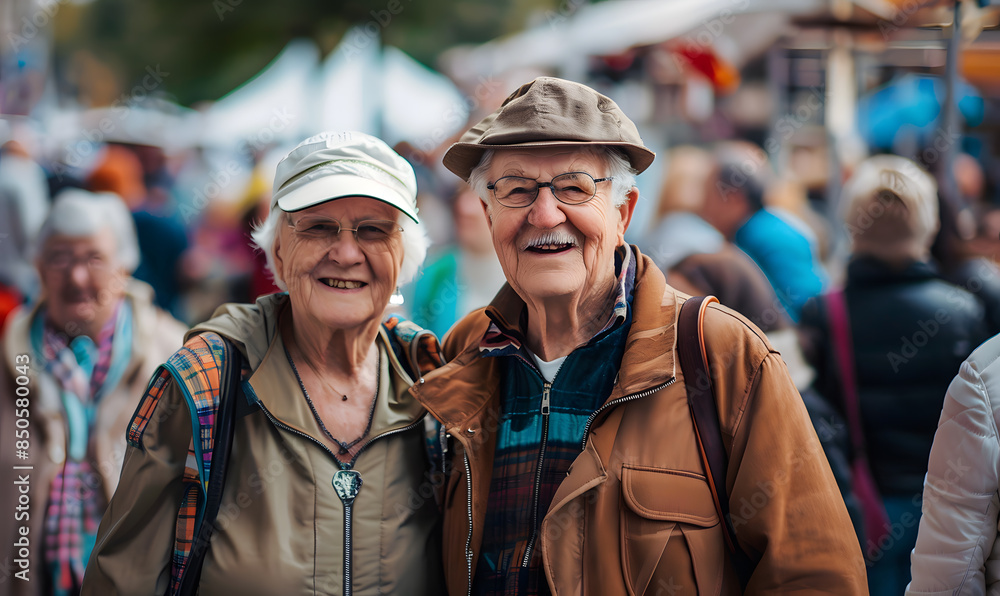 Elderly doing holiday activities happily and having fun. Elderly doing holiday activities happily and having fun.