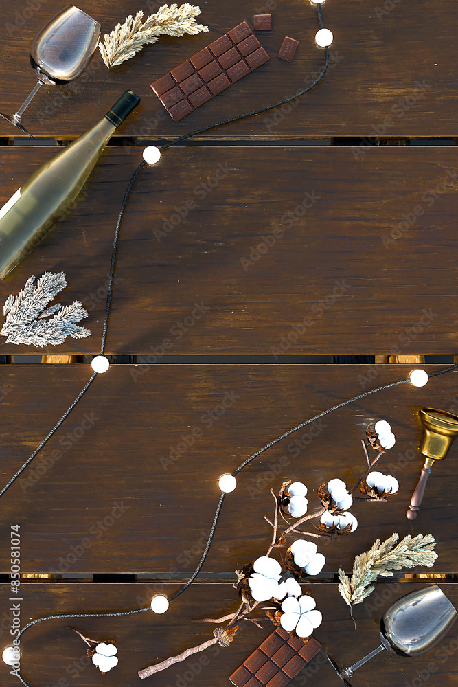 Rustic party flat lay background Rustic party flat lay background