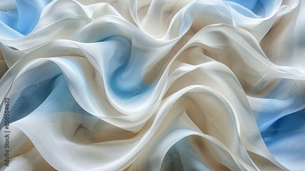 Obraz premium soft and smooth waves of delicate purple and blue shades, lightness and airiness of the fabric. Banner, copy space