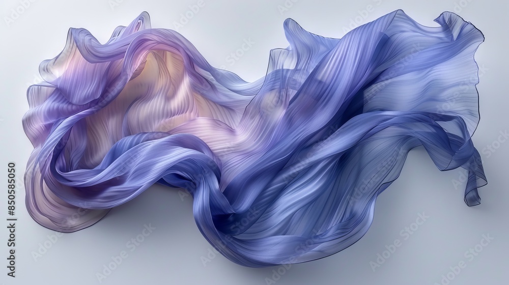 Obraz premium soft and smooth waves of delicate purple and blue shades, lightness and airiness of the fabric. Banner, copy space