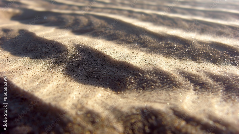 Close-up of dune sand, soft ambient light, wavy patterns with shadow play. Close-up of dune sand, soft ambient light, wavy patterns with shadow play.