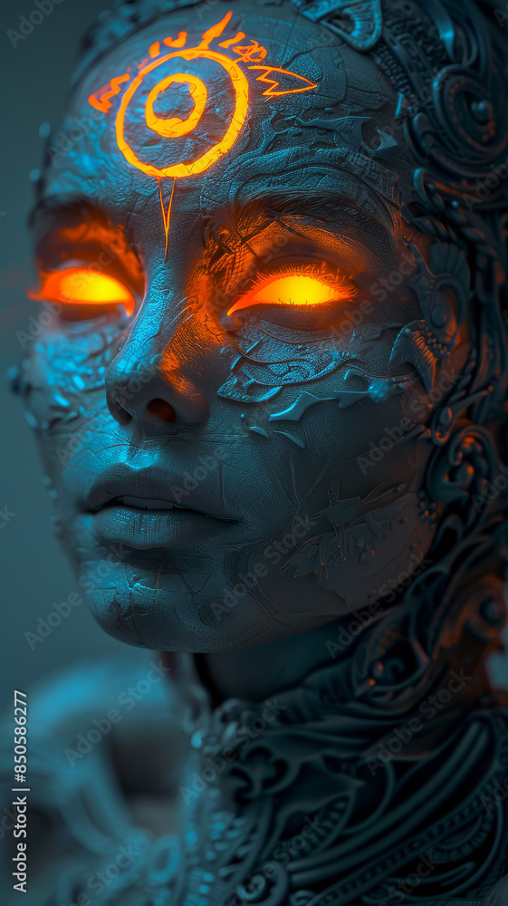 Abstract tribal mask with blurred face - Intricately designed tribal mask artwork with a section purposely obscured for anonymity Abstract tribal mask with blurred face - Intricately designed tribal mask artwork with a section purposely obscured for anonymity