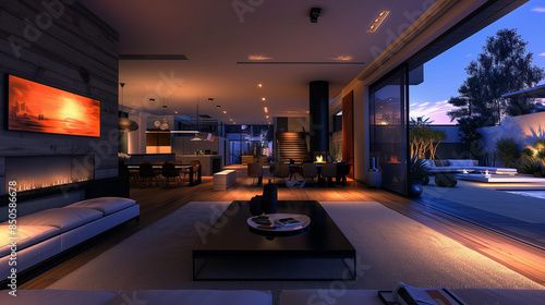 modern living room at night