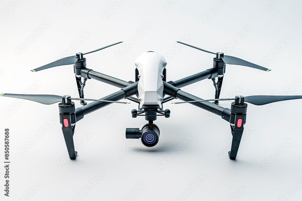 a drone with a high-resolution digital camera on a white background, modern technology a drone with a high-resolution digital camera on a white background, modern technology