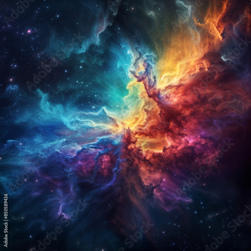 Beautiful colourful gas cloud in outer space