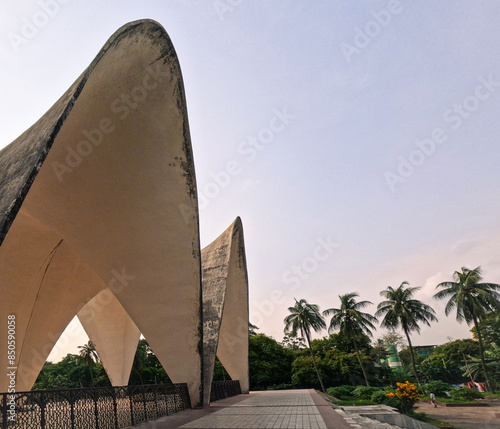 Shell structure of Mausoleum of three leaders at Shahbag Dhaka University area photo