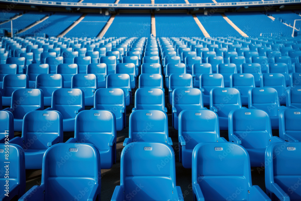 Naklejka premium Empty seats in a stadium. Background with selective focus and copy space.