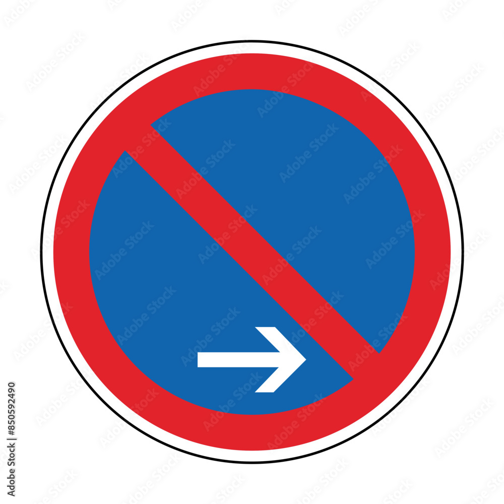 Eingeschränktes Halteverbot rechts Schild Vektor Eingeschränktes Halteverbot rechts Schild Vektor