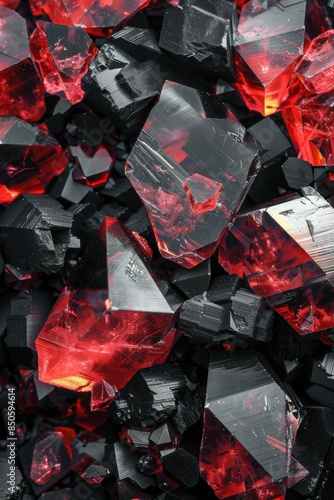 Black and Red Polygonal Crystals