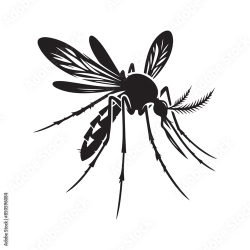 Mosquito Silhouette Vector Art Illustration