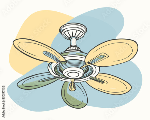 illustration of a fan, watercolor fan