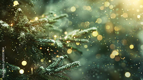Beautiful Christmas tree against defocused lights closeup © Anaya