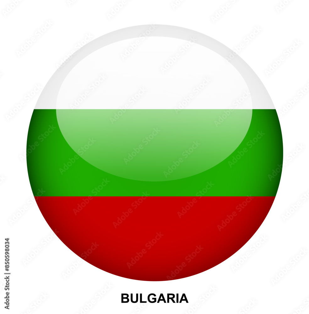 BULGARIA flag button on white background BULGARIA flag button on white background