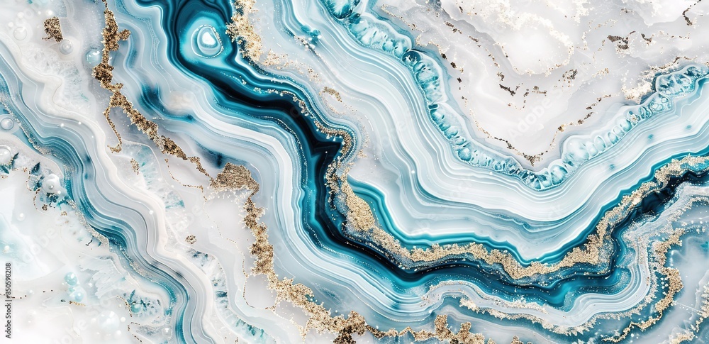 The pattern of a marble stone is blue, white and yellow The pattern of a marble stone is blue, white and yellow