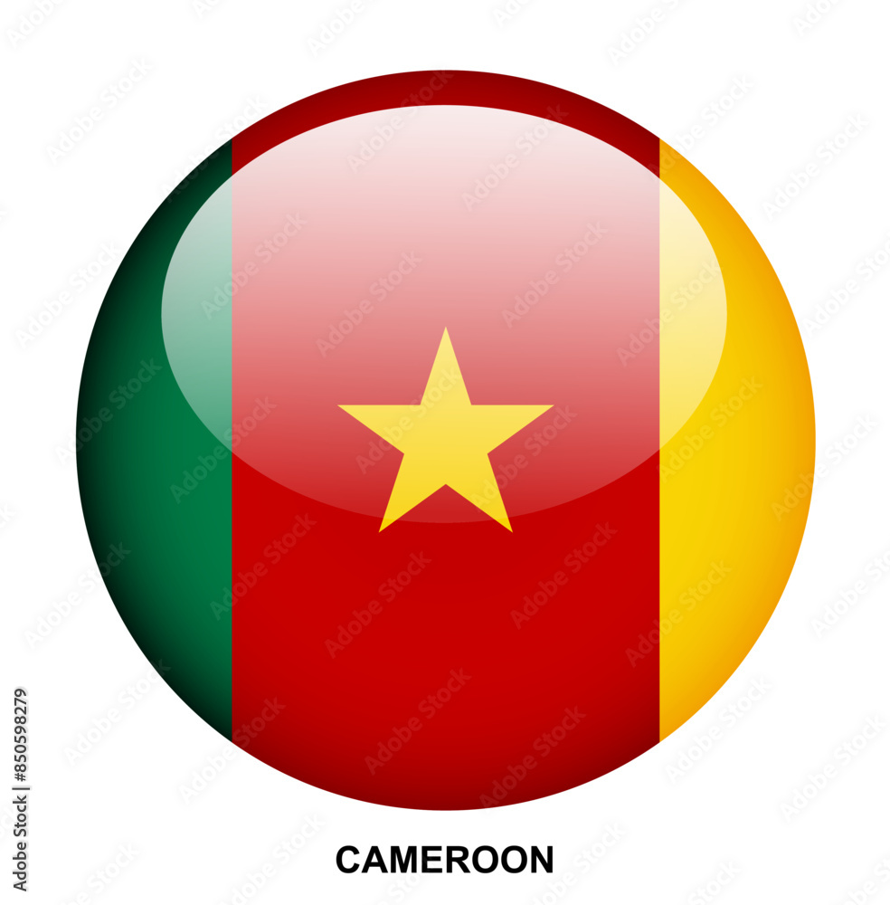 CAMEROON flag button on white background CAMEROON flag button on white background