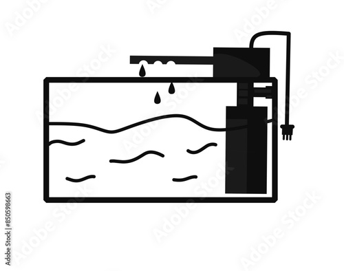 vector illustration of aquarium and filter symbol.