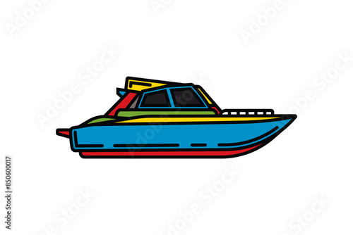 Original vector illustration. The contour icon of the yacht.