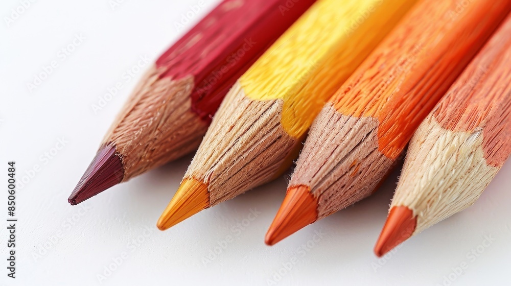 Four pencils with different colors and one of them is red Four pencils with different colors and one of them is red