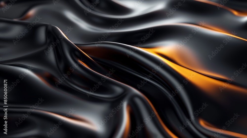 A black and gold fabric with a shiny, reflective surface A black and gold fabric with a shiny, reflective surface