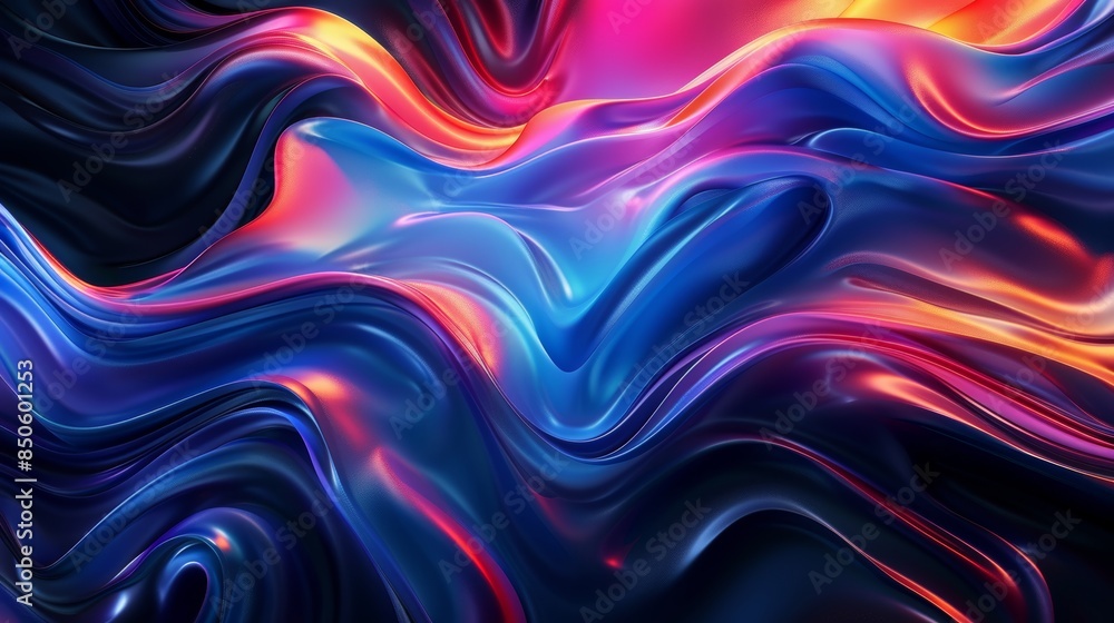 A colorful, flowing piece of fabric with a blue and purple hue A colorful, flowing piece of fabric with a blue and purple hue