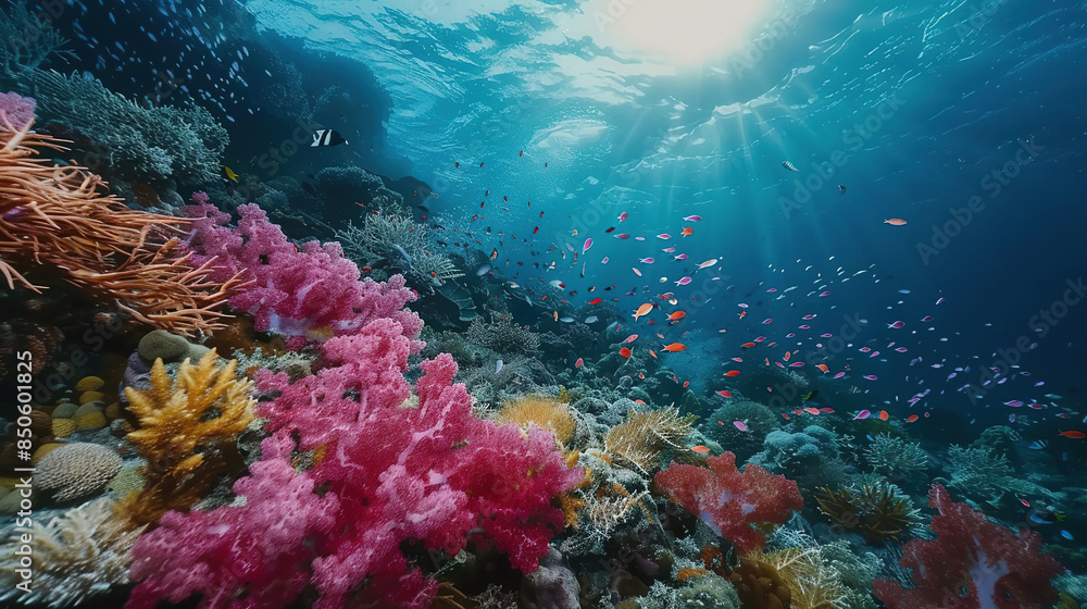 Obraz premium Underwater scene illustration to celebrate World Oceans Day.