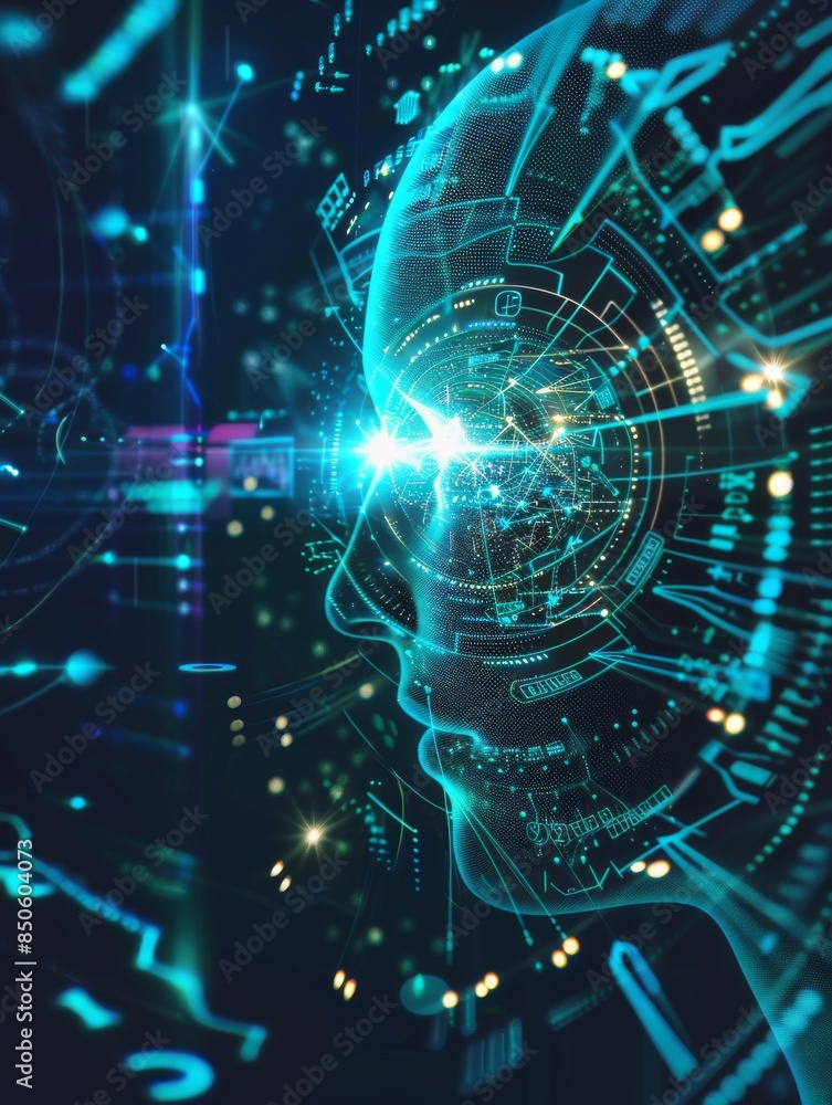 Fototapeta premium Futuristic AI , write 