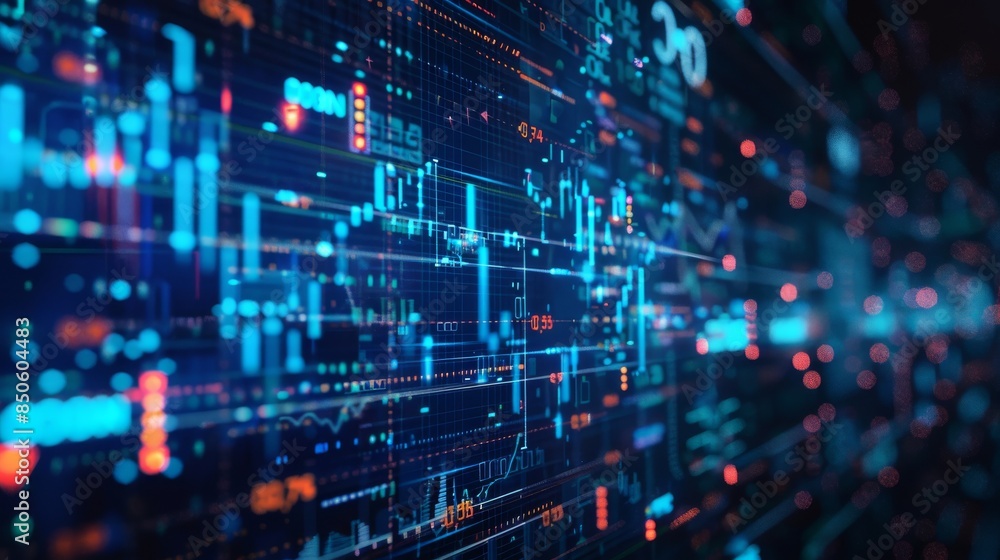 Graph chart report statistic financial business technology hologram concept. 3d rendering. Financial business technology. Graph chart report statistic financial business technology hologram concept. 3d rendering. Financial business technology.