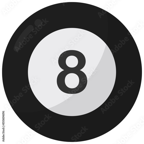 Number eight billiard ball flat icon isolated on white background.