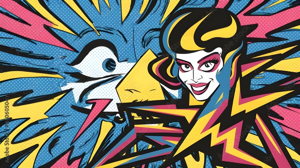 Pop Art Comic Background with Thunder Graphic Pop Art Comic Background with Thunder Graphic