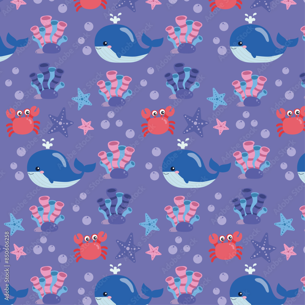 Seamless summer sea pattern with fish Seamless summer sea pattern with fish