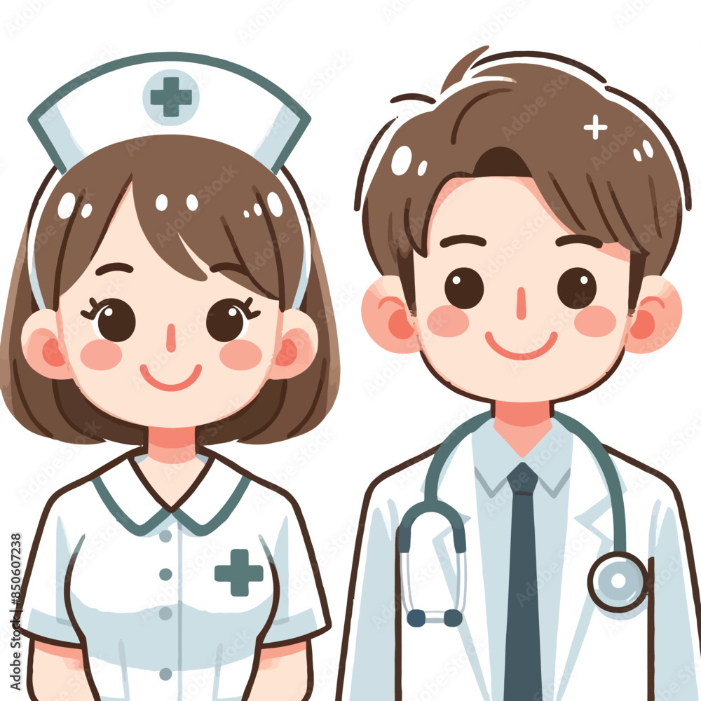 illustration of a happy nurse and doctor couple illustration of a happy nurse and doctor couple
