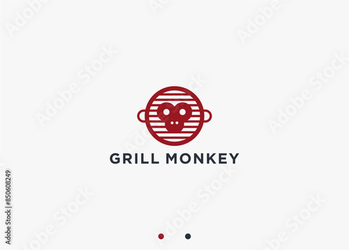 grilled monkey logo design vector silhouette illustration
