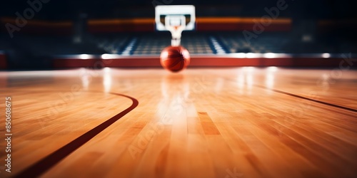 An empty basketball court with boundary lines highlighting games fundamental structure. Concept Basketball Court, Boundaries, Fundamental Structure, Empty Arena, Sports Photography photo