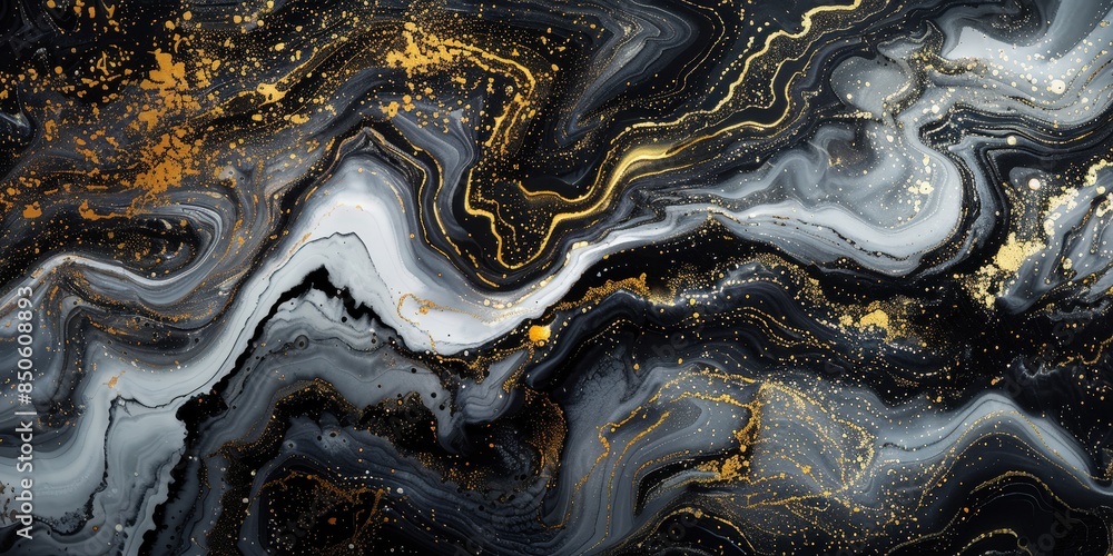 Abstract Black, White, and Gold Swirls Abstract Black, White, and Gold Swirls