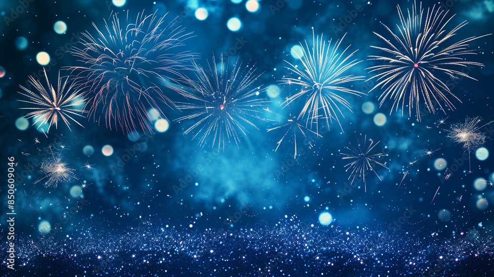 Fototapeta premium Beautiful fireworks background painting.