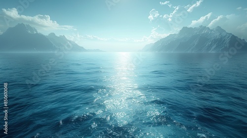 Obraz na płótnie sea, front view, vast ocean, scifi tone, Analogous Color Scheme w salonie
