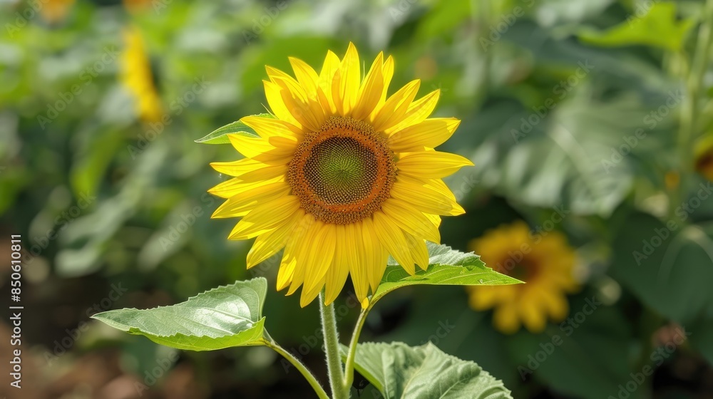 Stunning sunflower blooming in the garden captured in a close up shot Stunning sunflower blooming in the garden captured in a close up shot